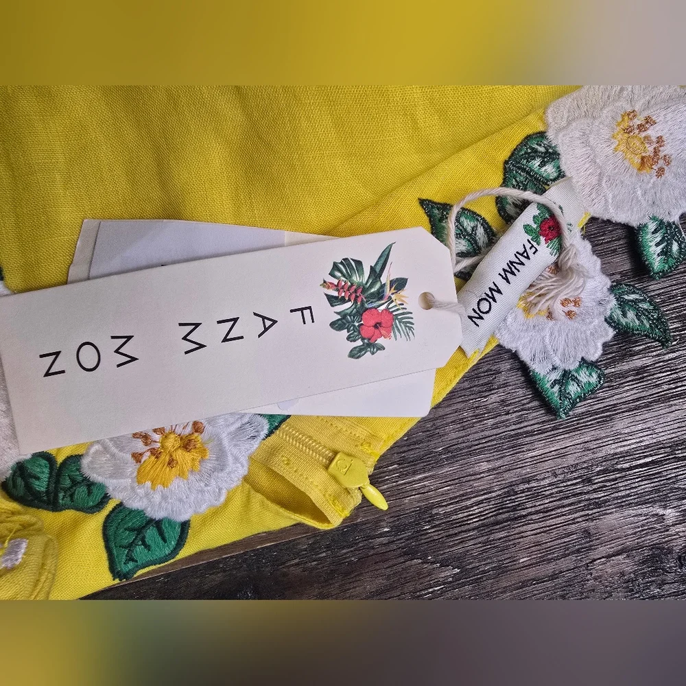 Fanm Mon Citron White Full Bloom Rose Embroidered Size XL - Picture 8 of 16